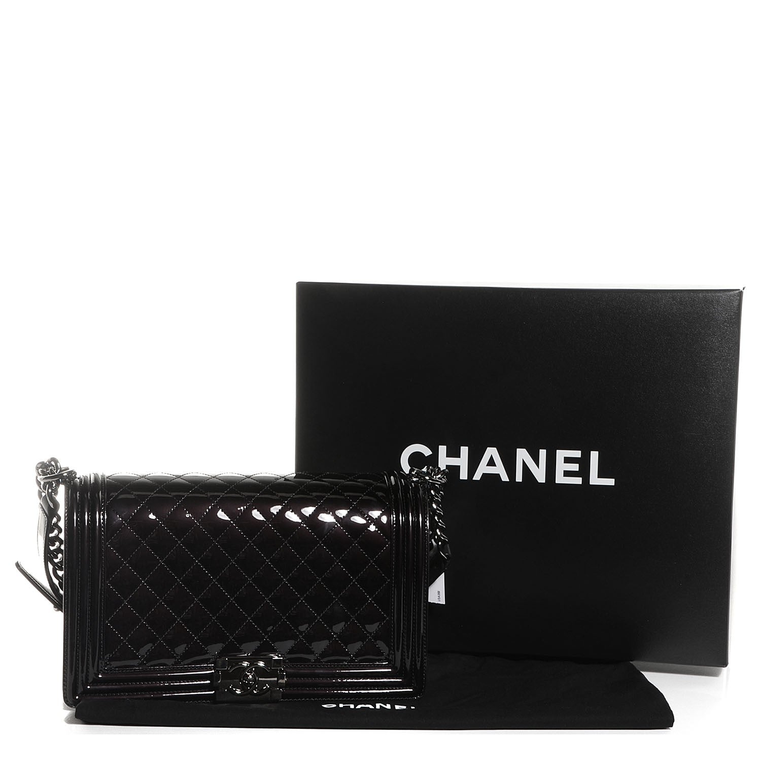 Chanel Patent Quilted New Medium Boy Flap Black 4 of 9