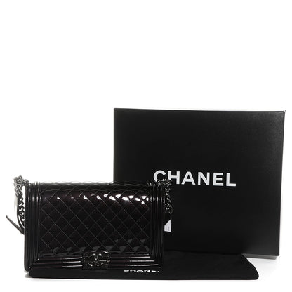 Chanel Patent Quilted New Medium Boy Flap Black 4 of 9