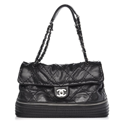 Chanel Calfskin Stitched Large Expandable Flap Bag Black 1 of 10