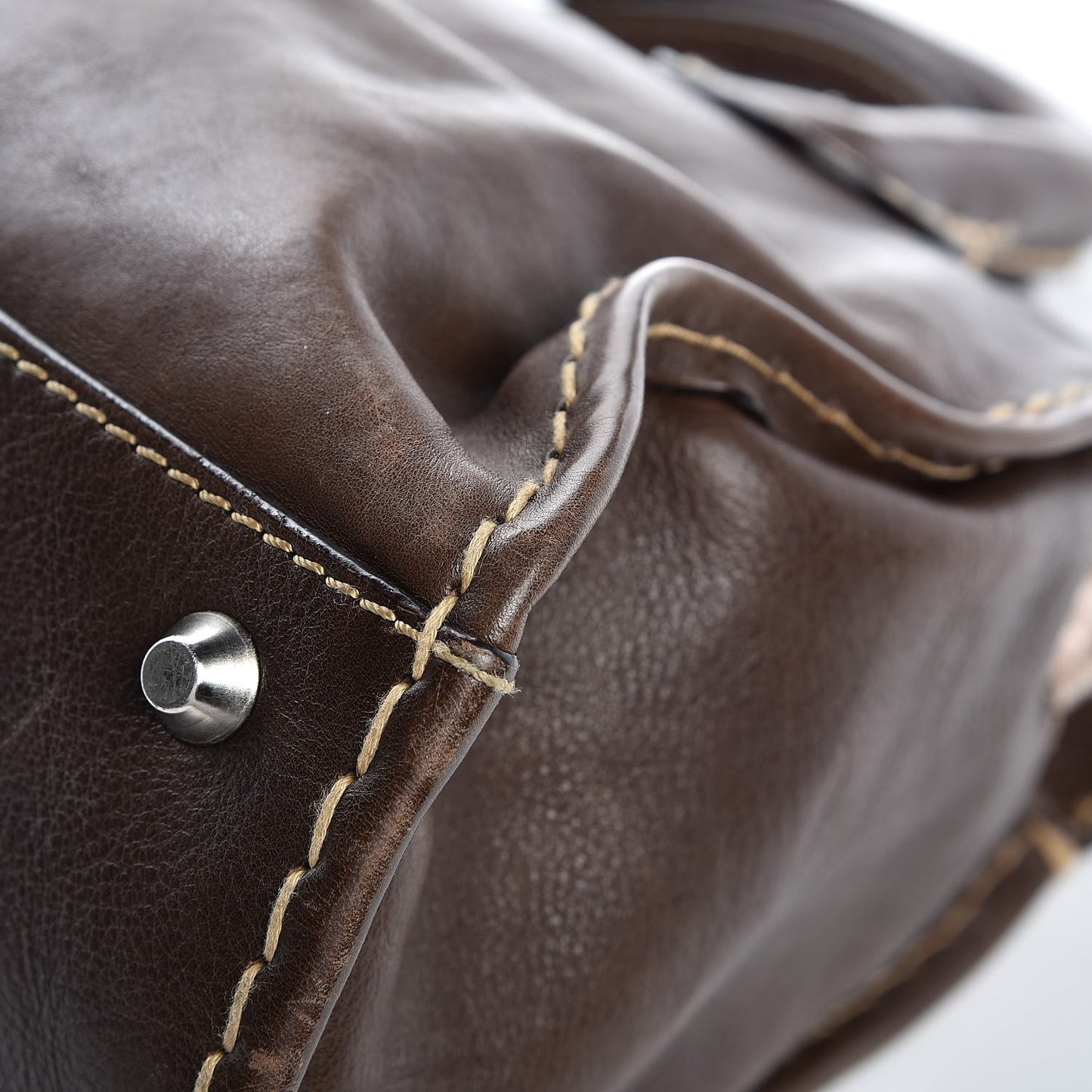 Calfskin Edith Satchel Brown