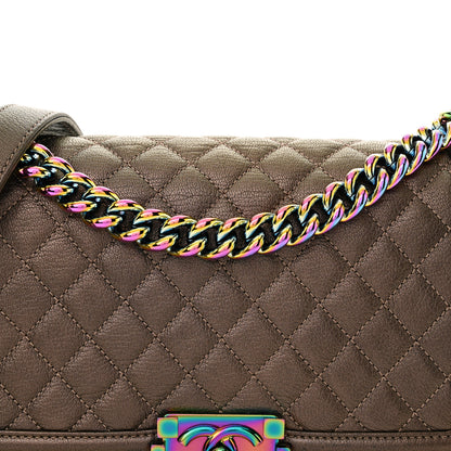 Chanel Iridescent Goatskin Quilted Medium Boy Flap Dark Gold 8 of 11