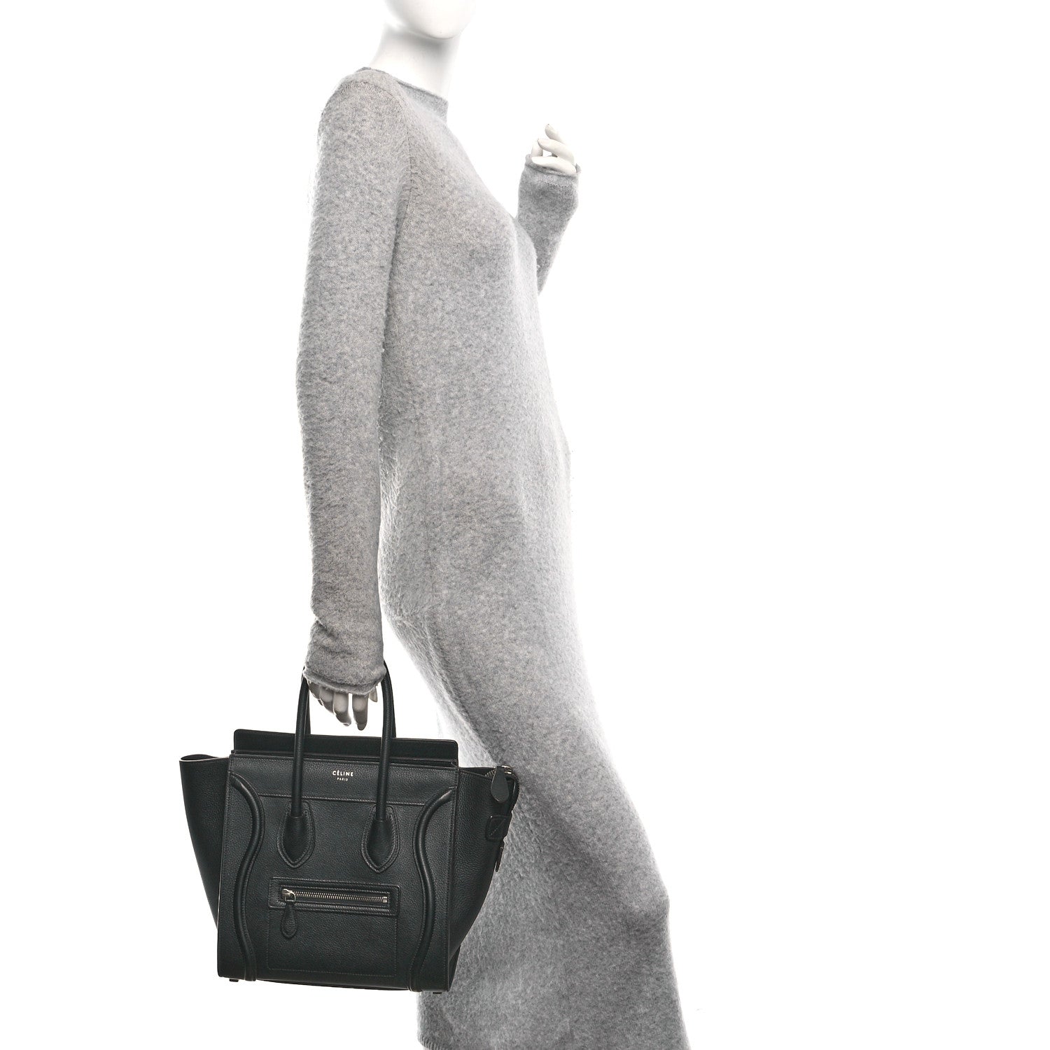 Celine Drummed Calfskin Micro Luggage Black 2 of 10