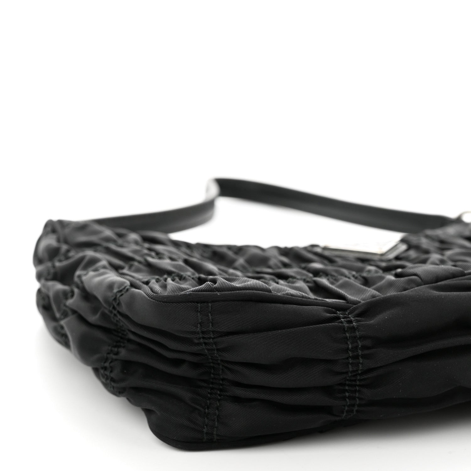 Prada Tessuto Nylon Gaufre Shoulder Bag Black 7 of 8