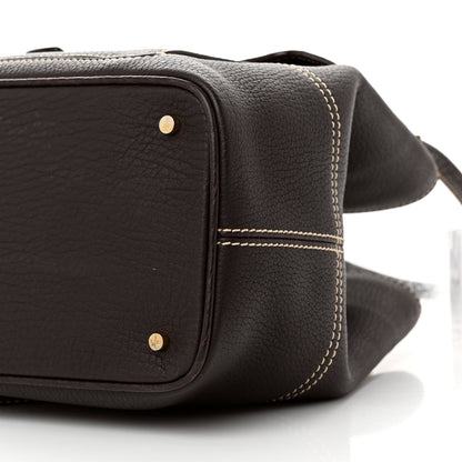 Loro Piana Grained Calfskin Globe Shoulder Bag Dark Chocolate Licorice 9 of 10
