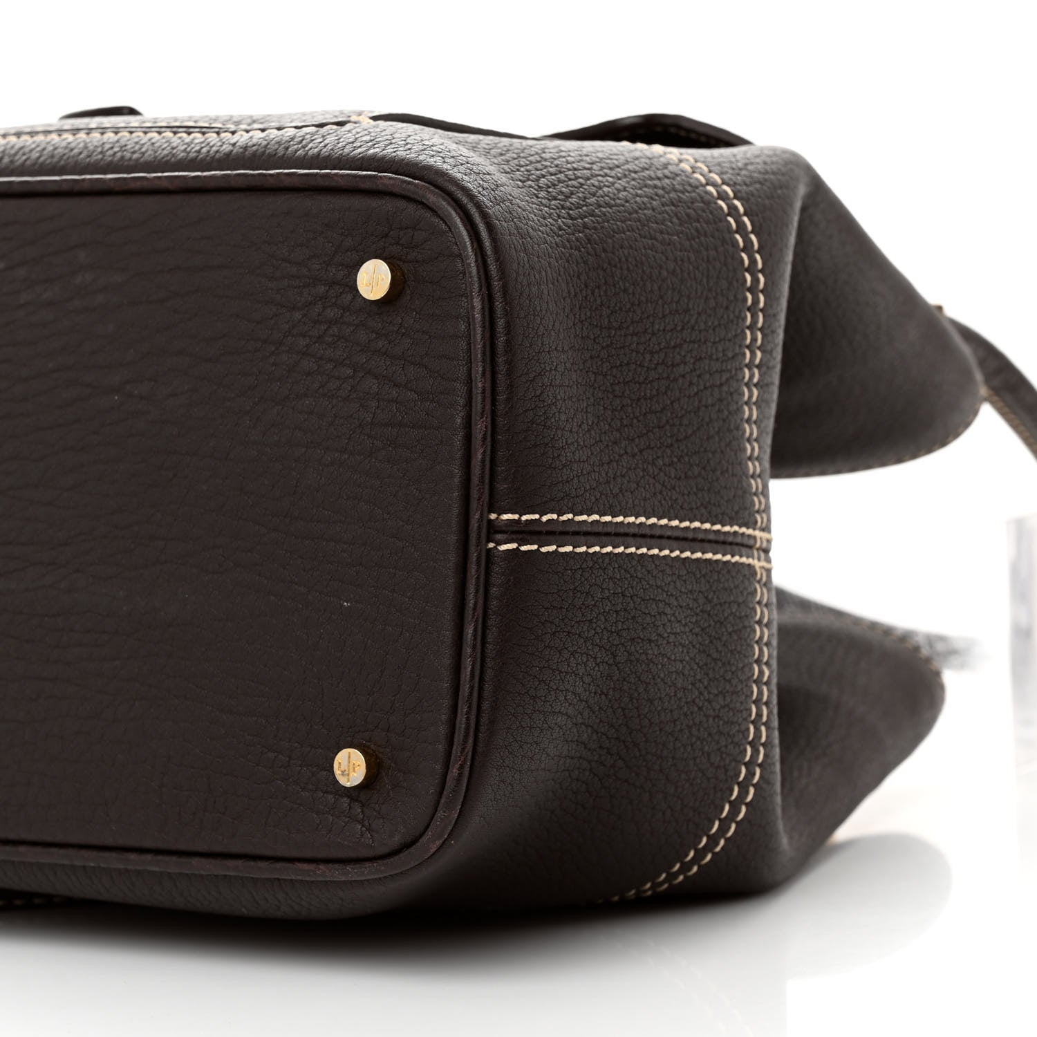 Loro Piana Grained Calfskin Globe Shoulder Bag Dark Chocolate Licorice 9 of 9