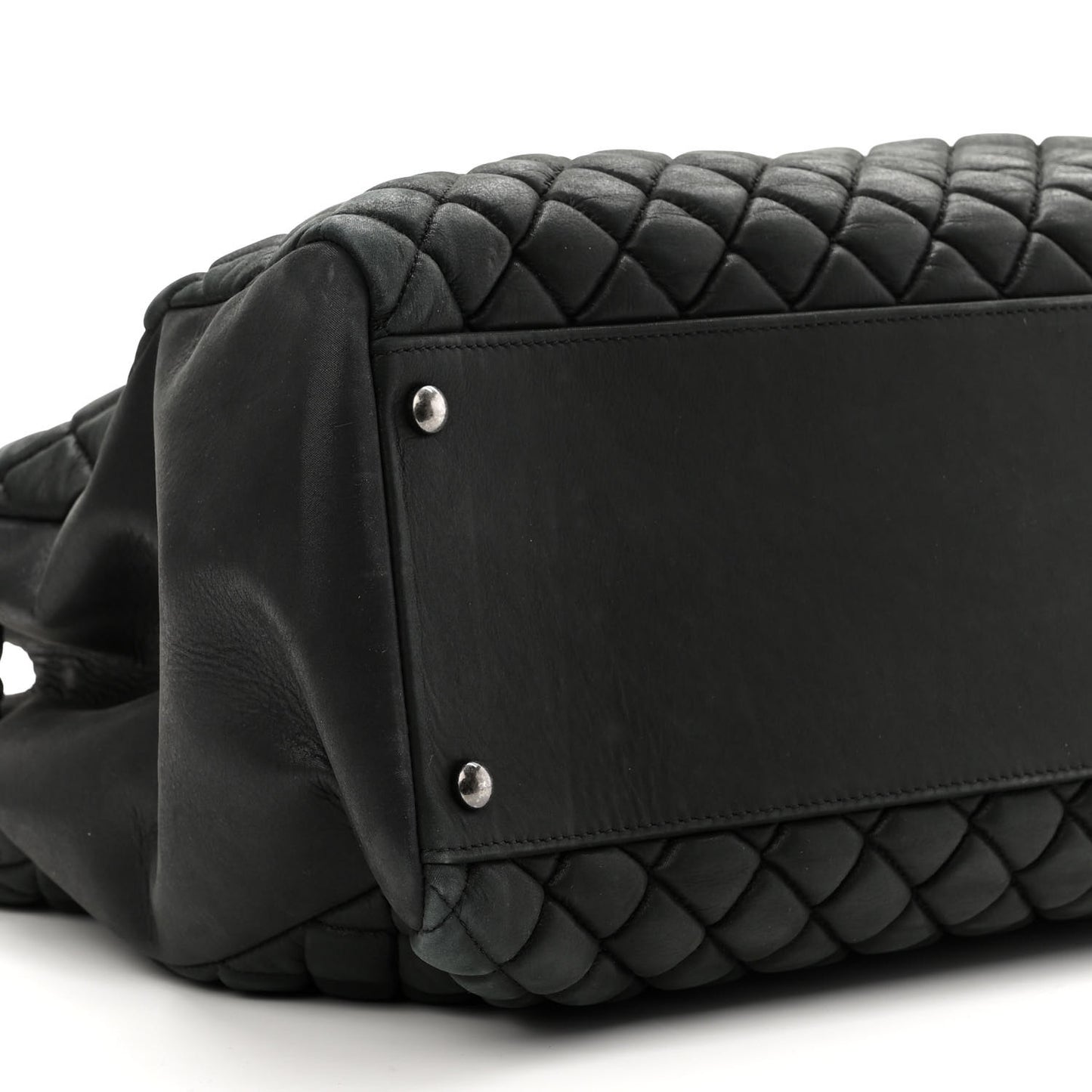 Iridescent Calfskin Quilted New Bubble Tote Black