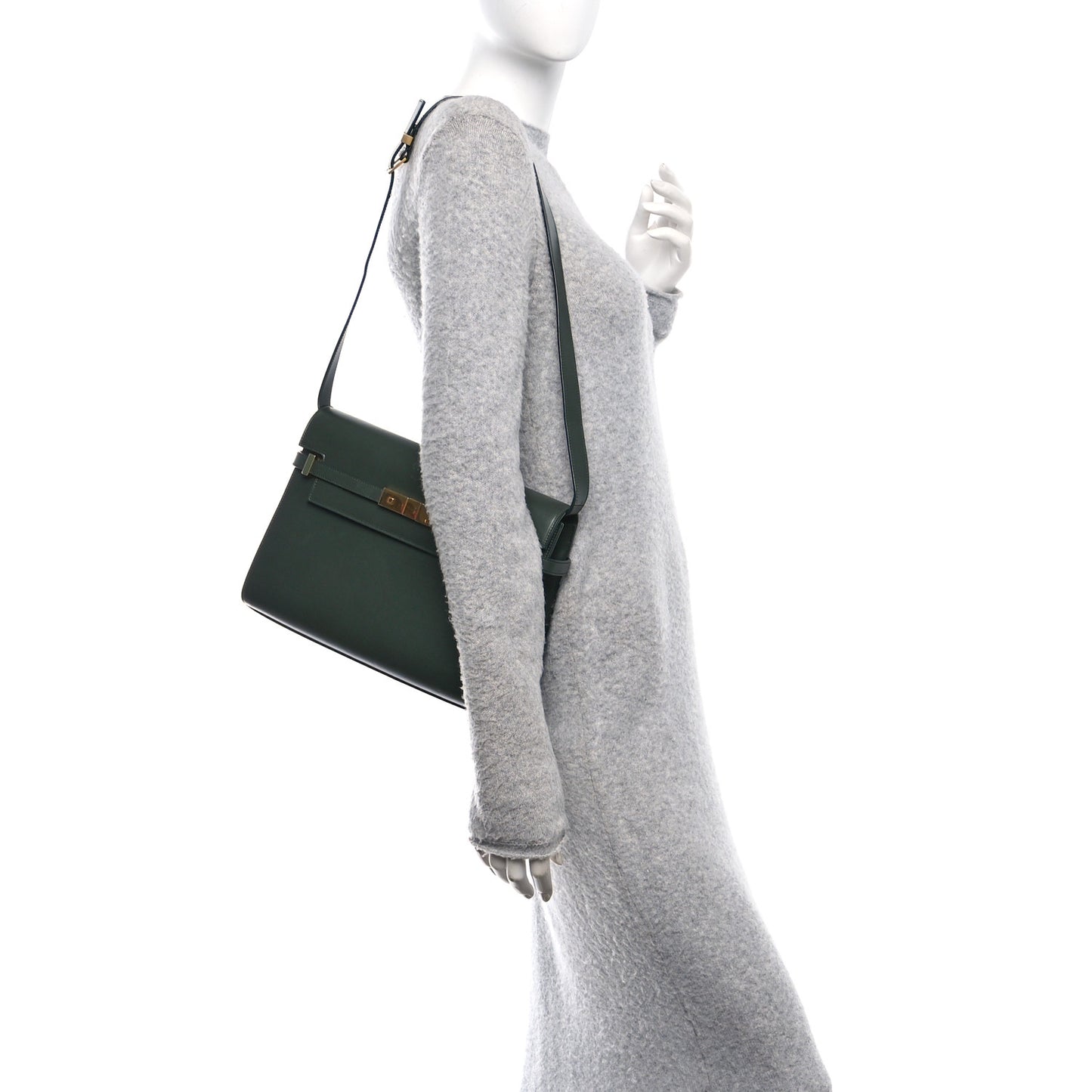 Smooth Calfskin Medium Manhattan Shoulder Bag Dark Green