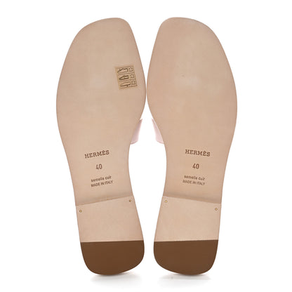Hermes Box Calfskin Oran Sandals 40 Rose Pale 5 of 11