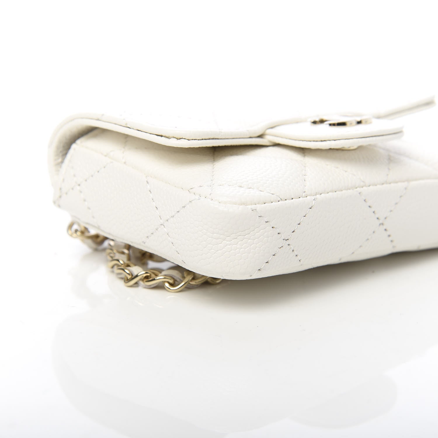 Chanel Caviar Quilted Flap Chain Waist Bag White 10 of 12