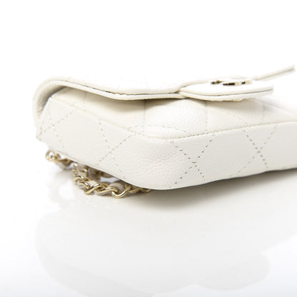 Chanel Caviar Quilted Flap Chain Waist Bag White 10 of 12