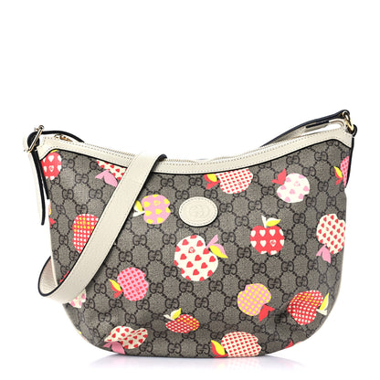 Gucci GG Supreme Monogram Les Pommes Small Ophidia Half Moon Hobo Beige Multicolor Mystic White 1 of 8