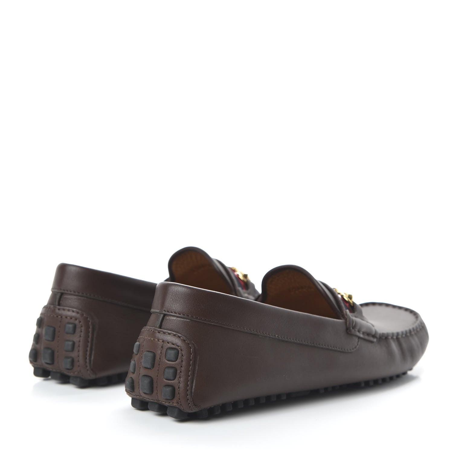 Gucci Soft Clove Calfskin Web Mens Horsebit Driver Loafers 8.5 Cocoa 4 of 8