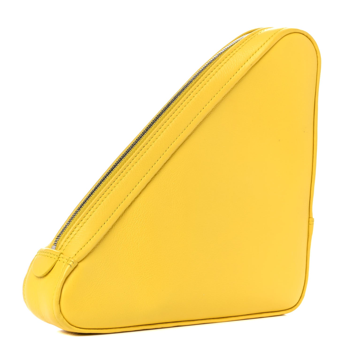 Balenciaga Shiny Day Calfskin Logo M Triangle Pouch Jaune Black 3 of 12