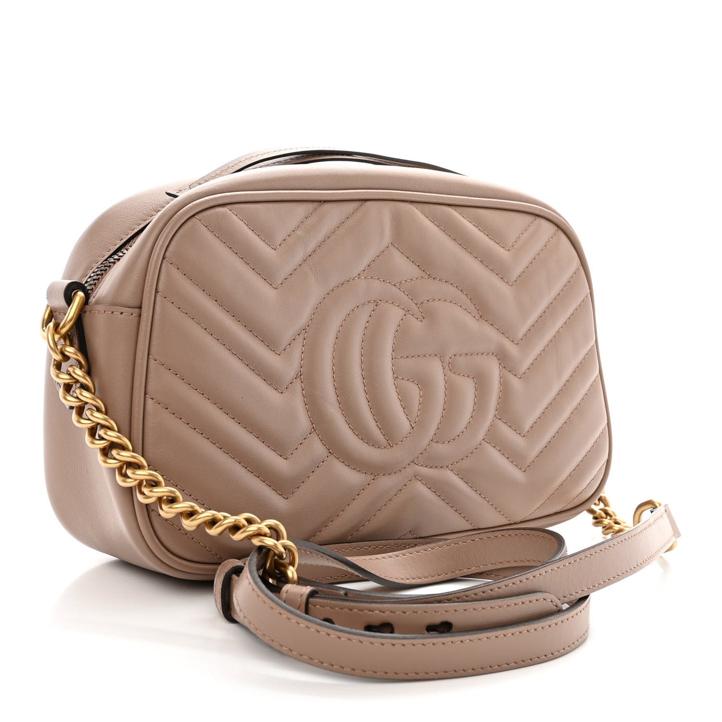 Calfskin Matelasse Small GG Marmont Chain Shoulder Bag Porcelain Rose