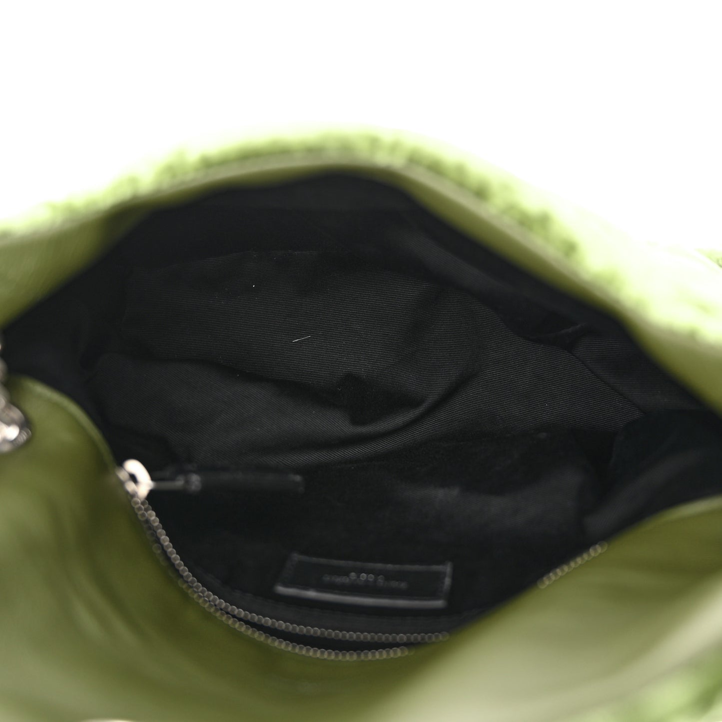 Crushed Velvet Quilted Small Loulou Puffer Monogram Chain Satchel Green