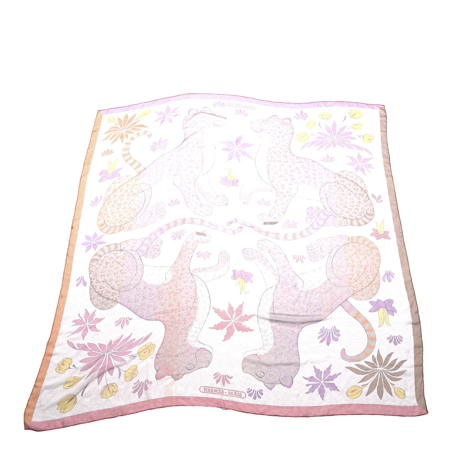Silk Les Leopards Shawl 140 Orange Rose Violin