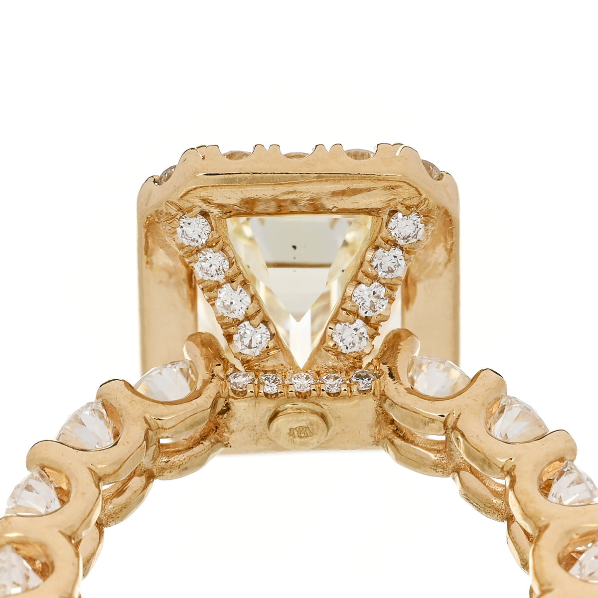 18K Yellow Gold Diamond 4.94ct Emerald Cut Halo Engagement Ring 51 5.75