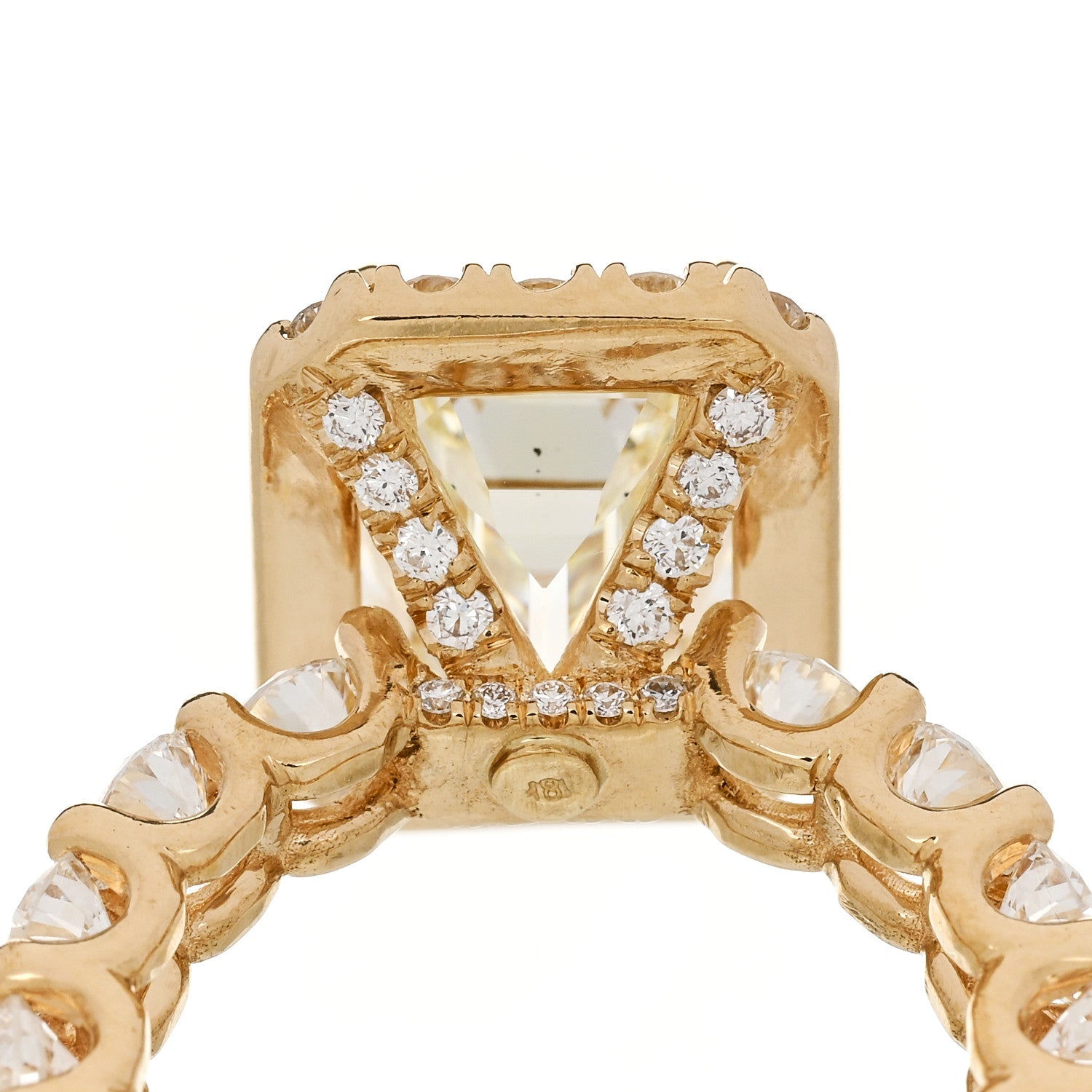 Parker & West by FASHIONPHILE 18K Yellow Gold Diamond 4.94ct Emerald Cut Halo Engagement Ring 51 5.75 7 of 9