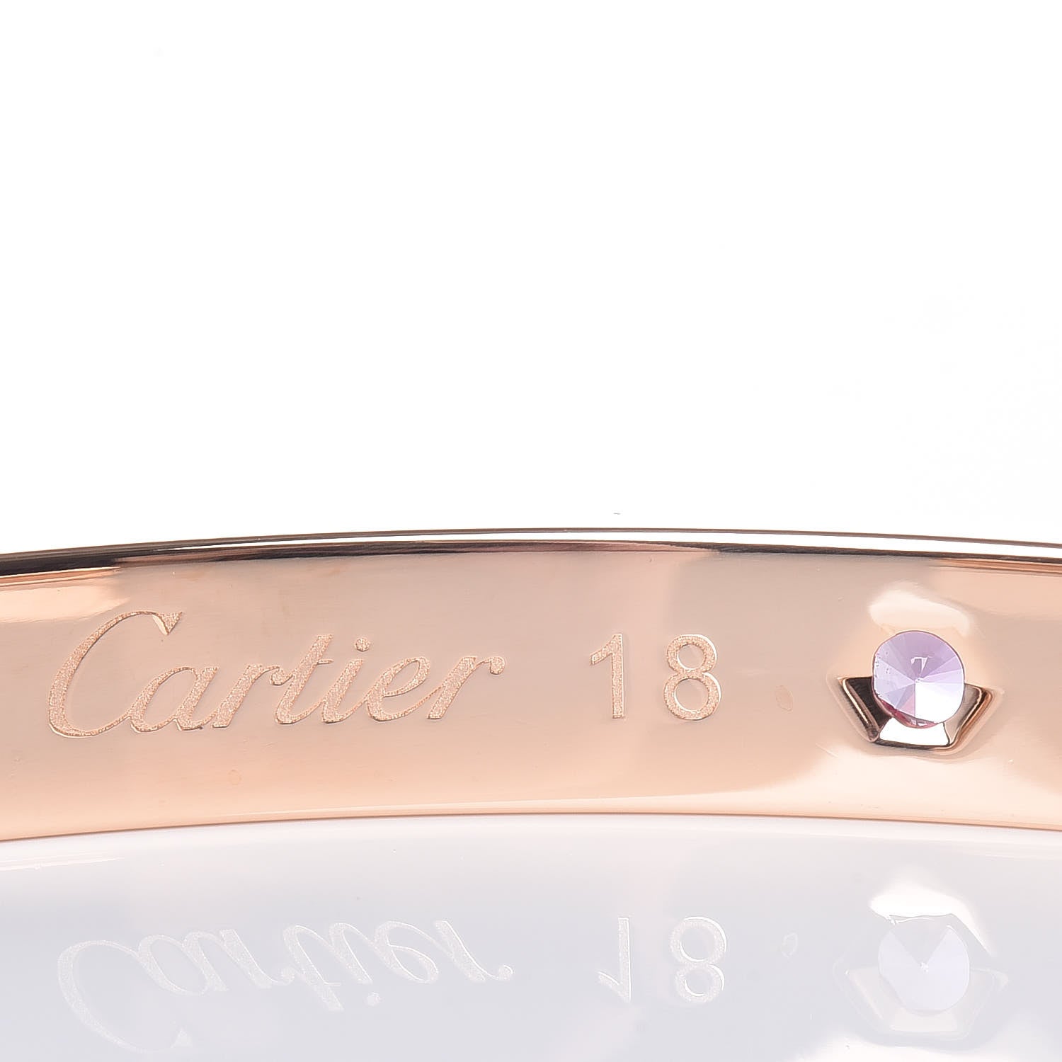 Cartier 18K Pink Gold Pink Sapphire LOVE Cuff Bracelet 18 4 of 6
