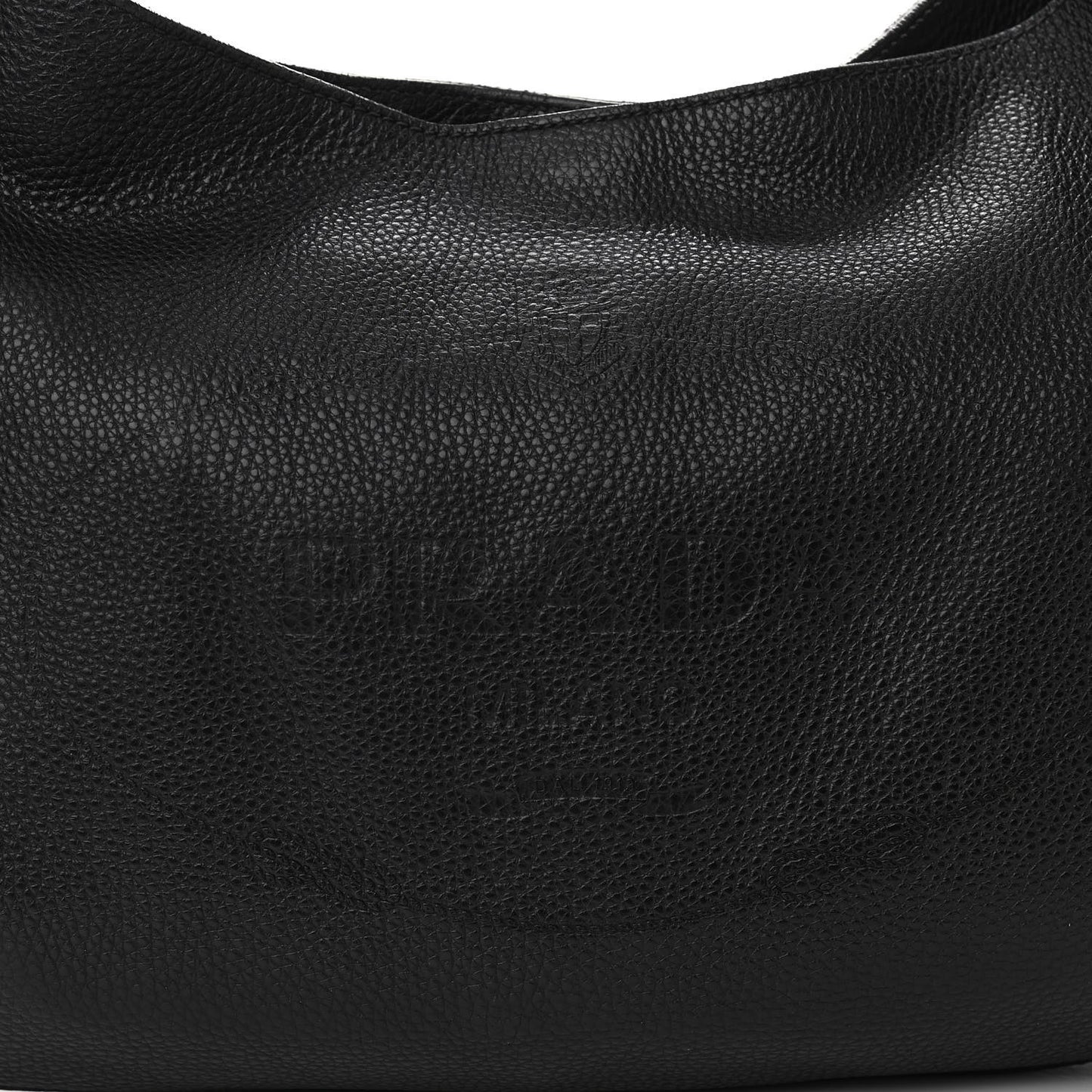 Vitello Daino Embossed Logo Hobo Black