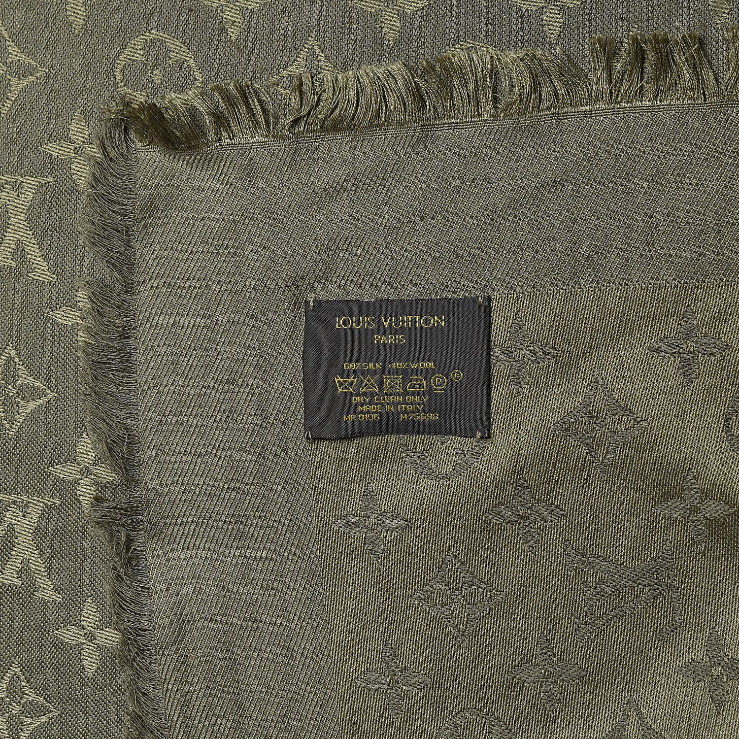 Louis Vuitton Silk Wool Monogram Shawl Kaki 4 of 4