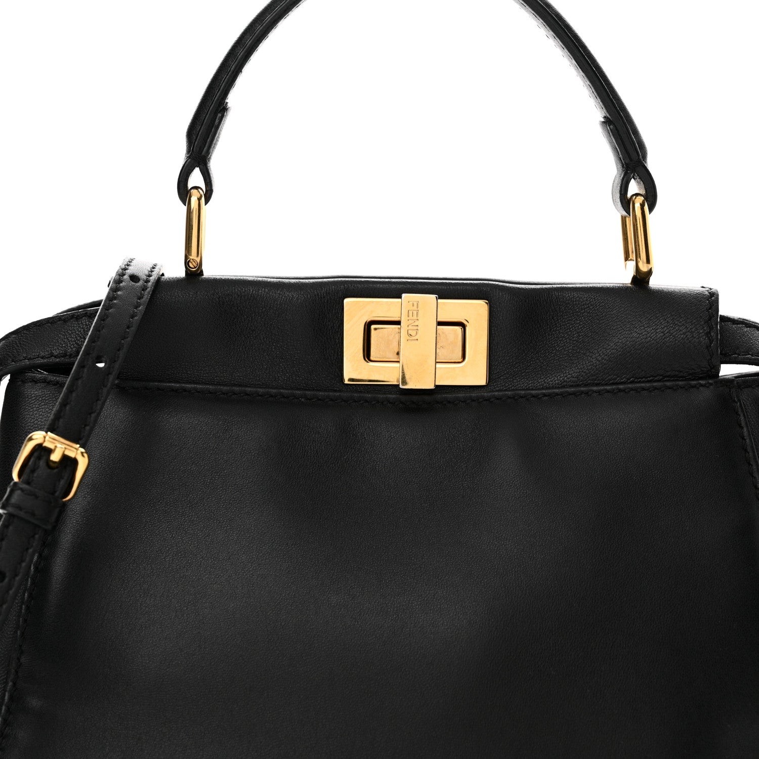 Fendi Nappa Mini Peekaboo Iconic Satchel Black 7 of 11