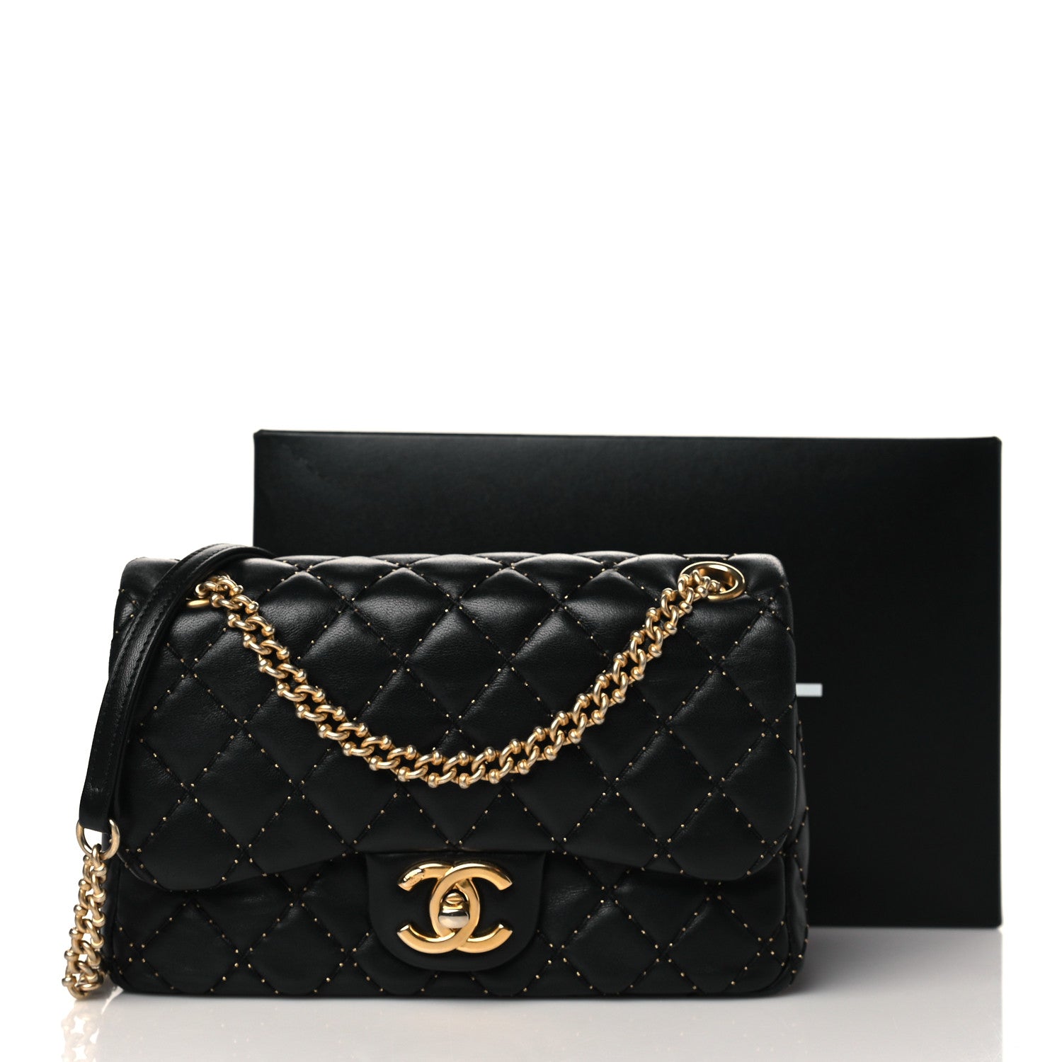 Chanel Lambskin Quilted Small Beaded Flap Black 10 of 10