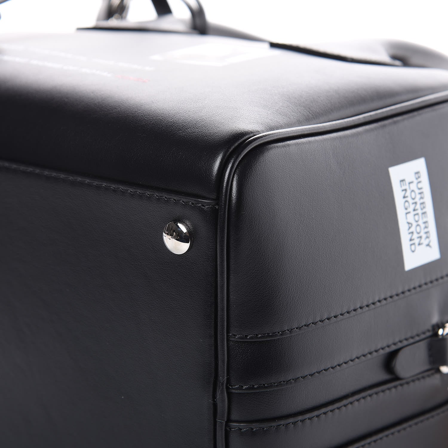 Burberry Smooth Calfskin Montage Print Small Cube Bowling Bag Black 9 of 12