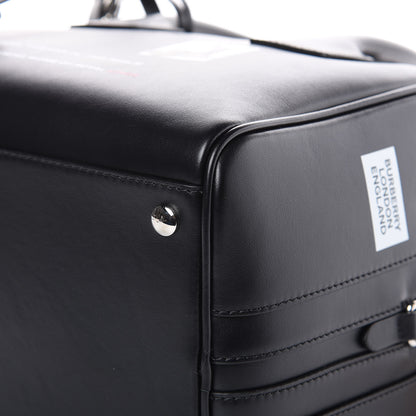 Burberry Smooth Calfskin Montage Print Small Cube Bowling Bag Black 9 of 12