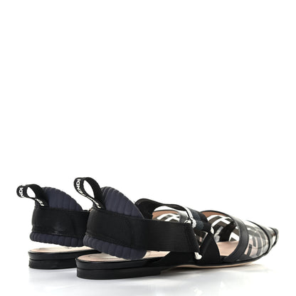 Fendi PVC Calfskin FF Colibri Slingback Ballerina Flats 37.5 Black 4 of 11