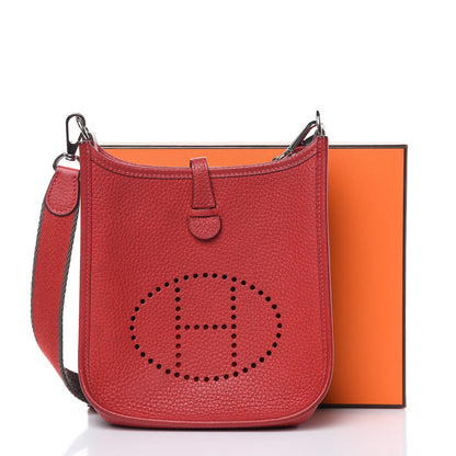 Hermes Taurillon Clemence Amazone Evelyne TPM Rouge Casaque Etain 13 of 13
