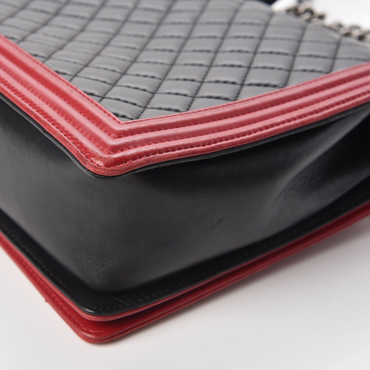 Chanel Lambskin Quilted Large Boy Flap Black Red 14 of 15