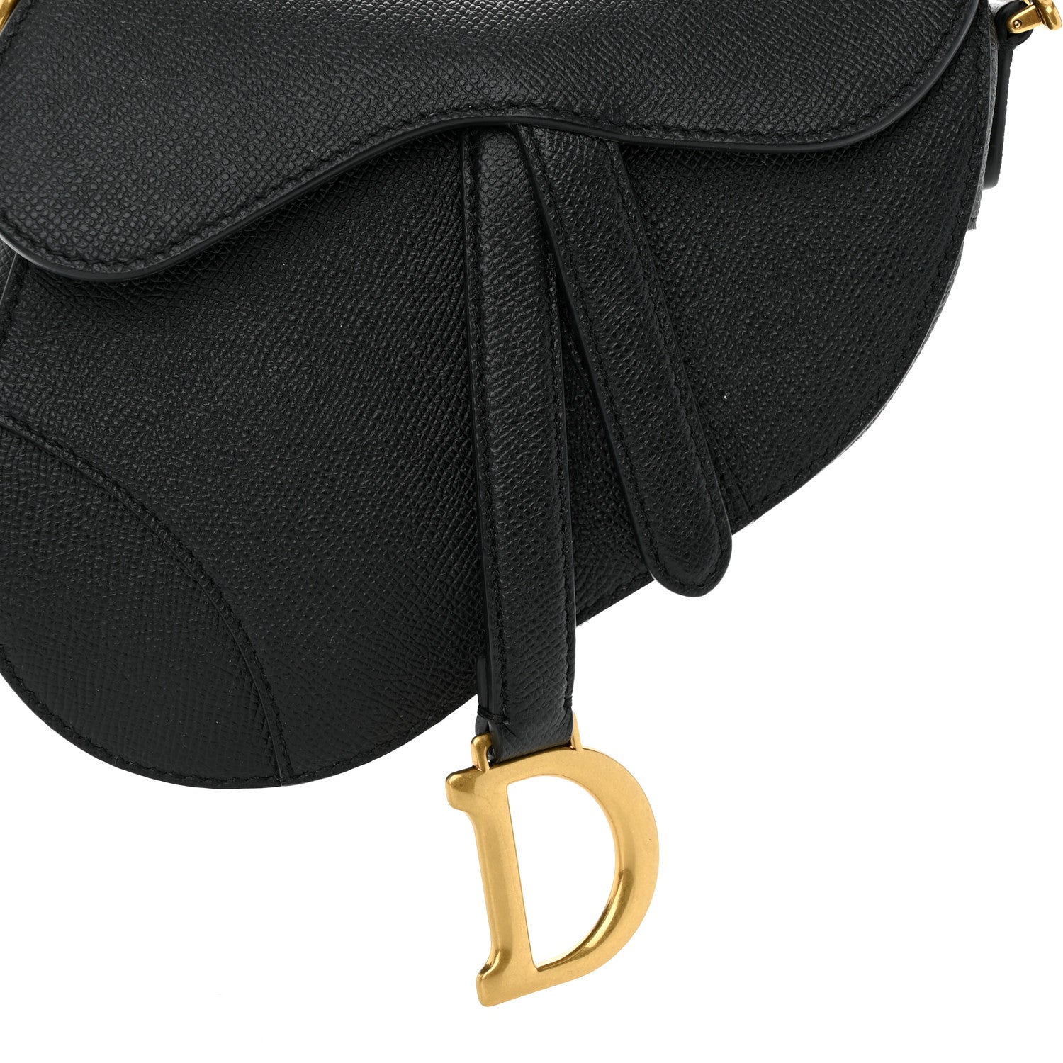 Christian Dior Grained Calfskin Mini Saddle Bag Black 8 of 13
