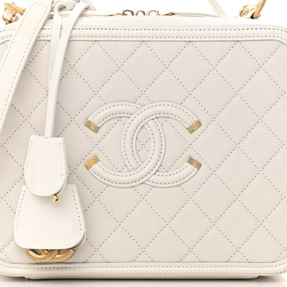Chanel Caviar Quilted Large CC Filigree Vanity Case White 9 of 14