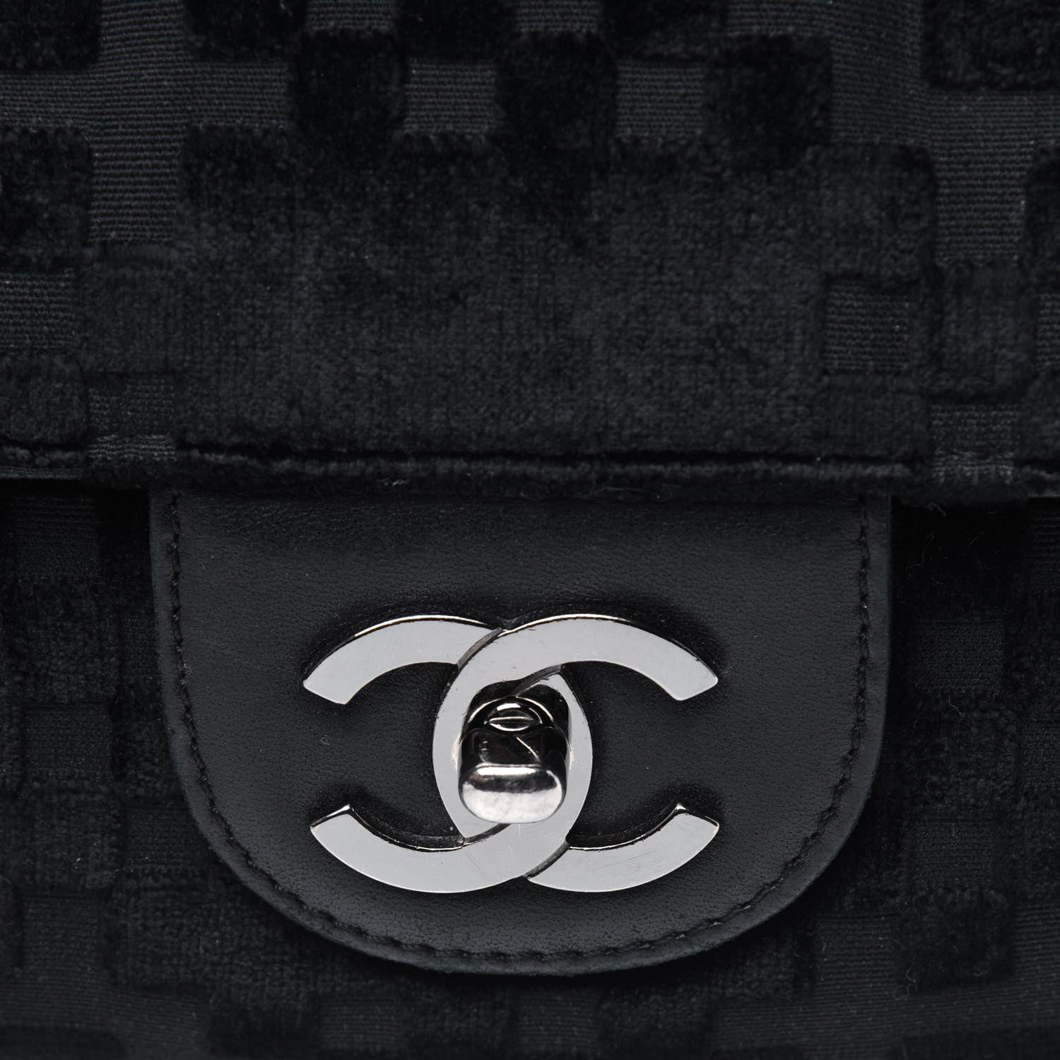 Chanel Velvet Checkered Flap Bag Black 14 of 14