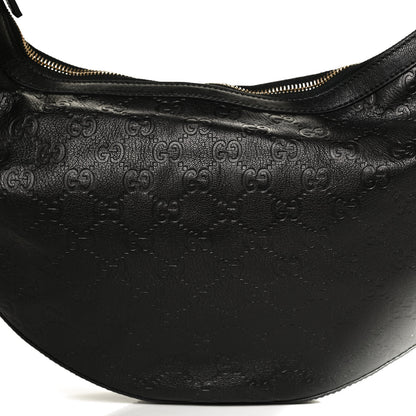 Gucci Guccissima Half Moon Bamboo Ring Hobo Black 9 of 12