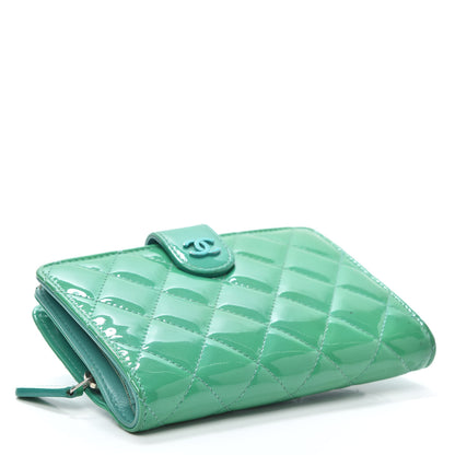 Chanel Patent Quilted Zip Pocket Wallet Turquoise 4 of 7