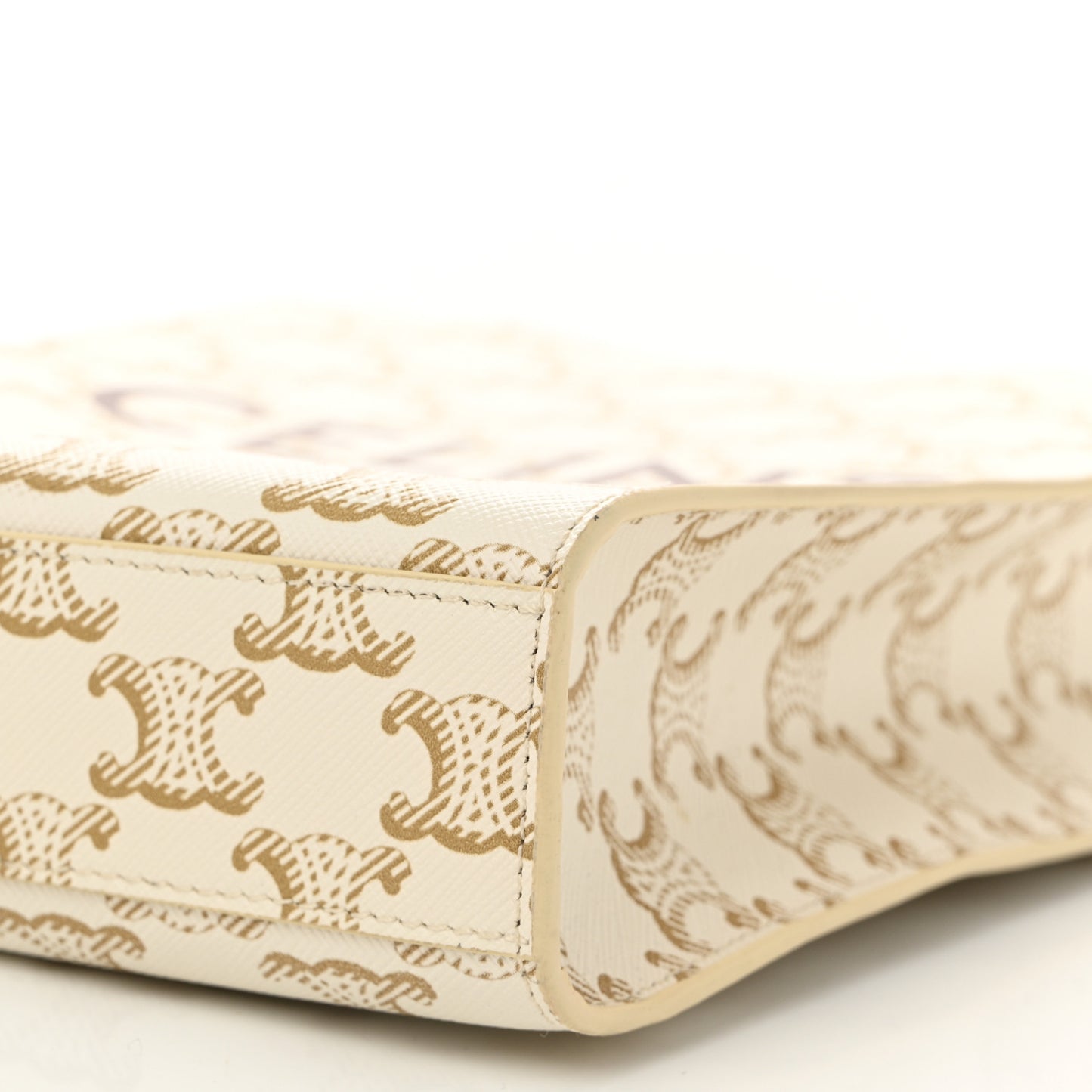 Triomphe Canvas Calfskin Mini Vertical Cabas White