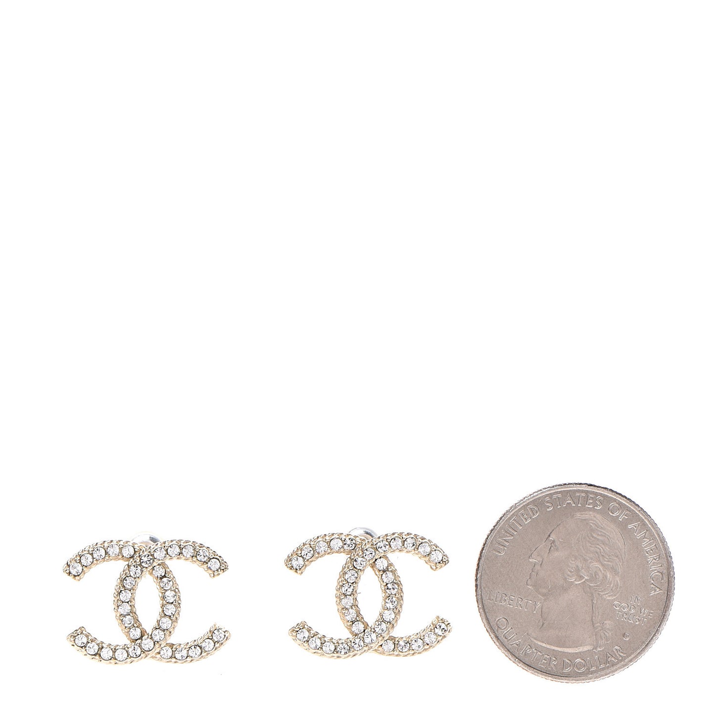 Crystal CC Earrings Light Gold