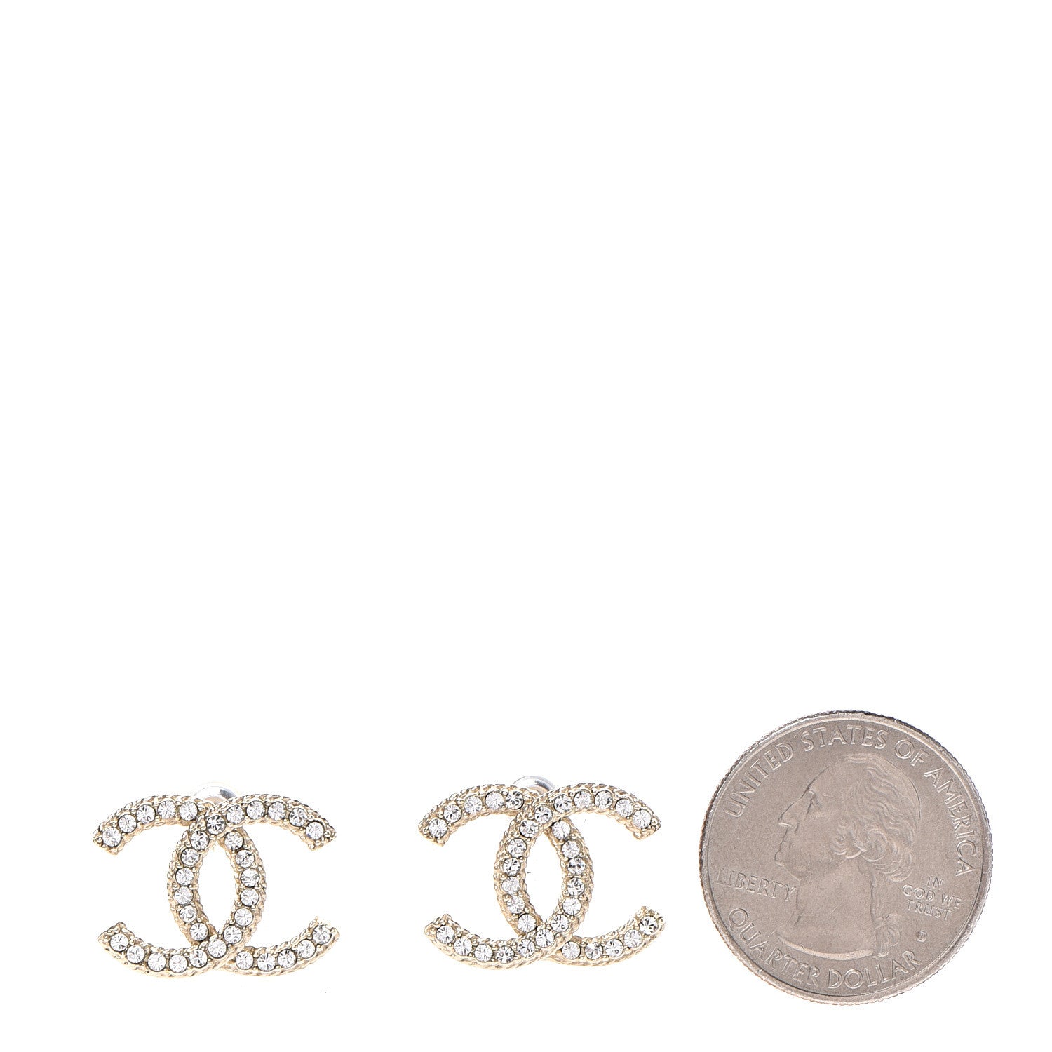 Chanel Crystal CC Earrings Light Gold 2 of 5