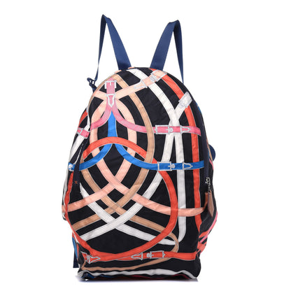 Hermes Silk Barenia Cavalcadour Airsilk Backpack Black Bleu Marine Fauve 1 of 15
