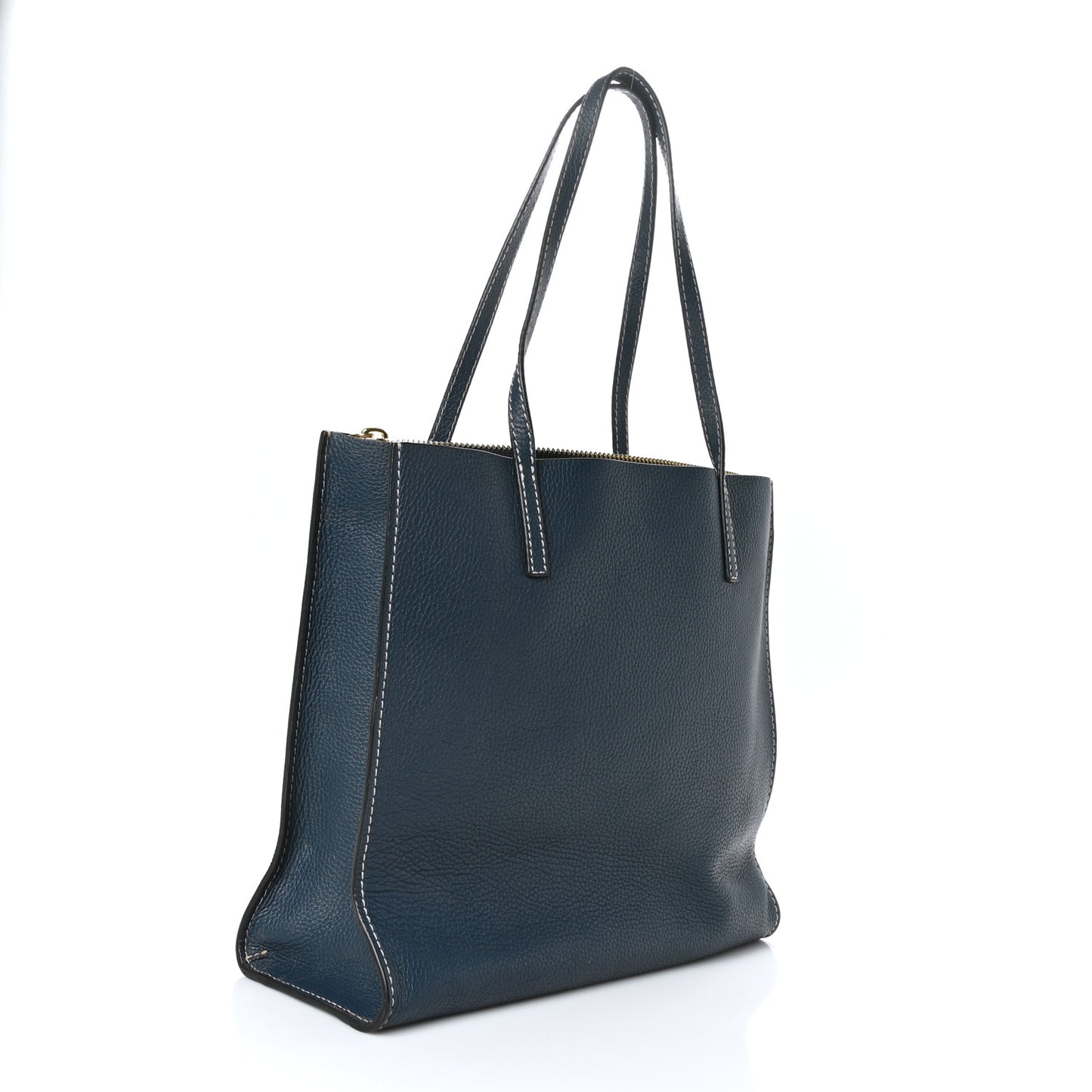 Grained Calfskin Grind Shopper Tote Blue Sea