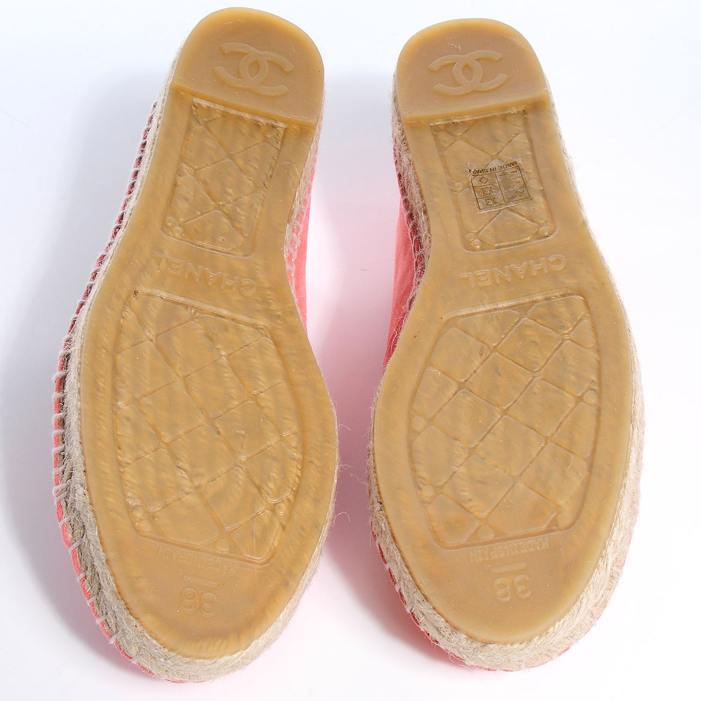 Suede Lambskin Single Sole CC Espadrilles 38 Pink