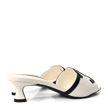 Chanel Lambskin CC Cutout Mules 38 White Black 5 of 10
