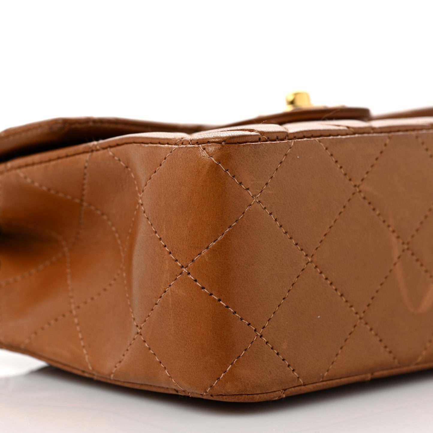 Lambskin Quilted Mini Square Flap Brown