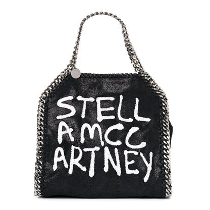 Stella McCartney X ED CURTIS Shaggy Deer Logo Embroidered Mini Falabella Fold Over Tote Black 3 of 9