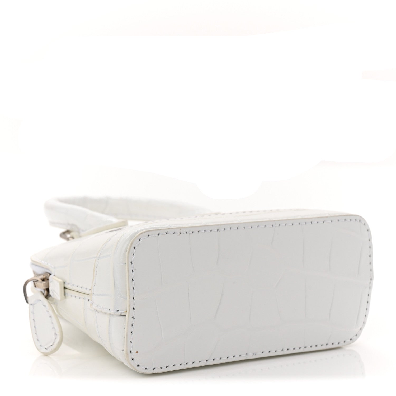 Balenciaga Calfskin Logo Crocodile Embossed Mini Ville Top Handle Bag White Black 4 of 10