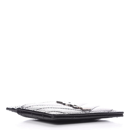 Saint Laurent Grain De Poudre Matelasse Chevron Monogram Credit Card Case Black 4 of 8