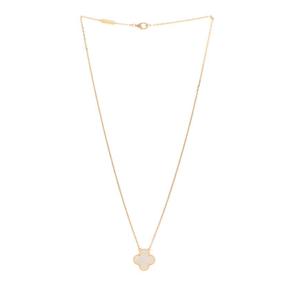 Van Cleef & Arpels 18K Yellow Gold Mother of Pearl Vintage Alhambra Pendant Necklace 3 of 5