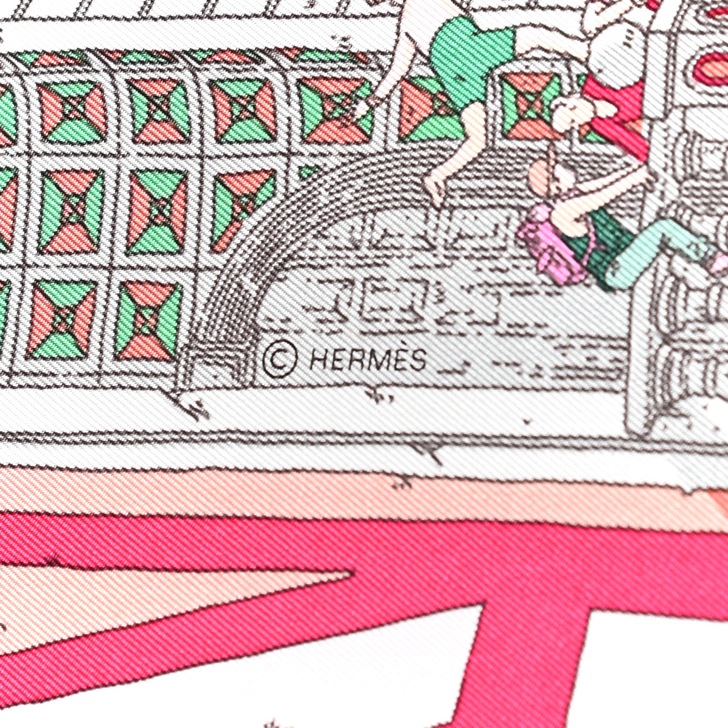 Hermes Silk Le Grand Prix Au Faubourg Scarf 90 Rose Menthol Gris Perle 4 of 7